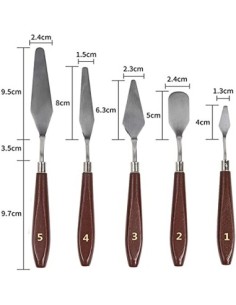Yomiro Juego de 5 Cuchillos de Paleta para Pintura al óleo, Espátula de Artista de Acero Inoxidable, Cuchillos de Paleta para 2