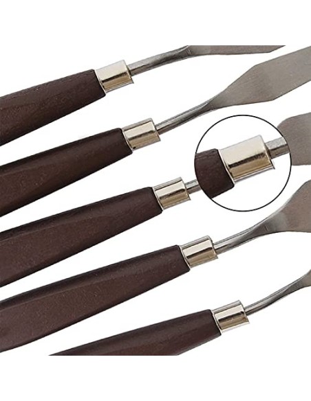 Yomiro Juego de 5 Cuchillos de Paleta para Pintura al óleo, Espátula de Artista de Acero Inoxidable, Cuchillos de Paleta para