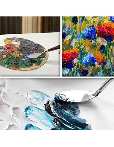 Yomiro Juego de 5 Cuchillos de Paleta para Pintura al óleo, Espátula de Artista de Acero Inoxidable, Cuchillos de Paleta para