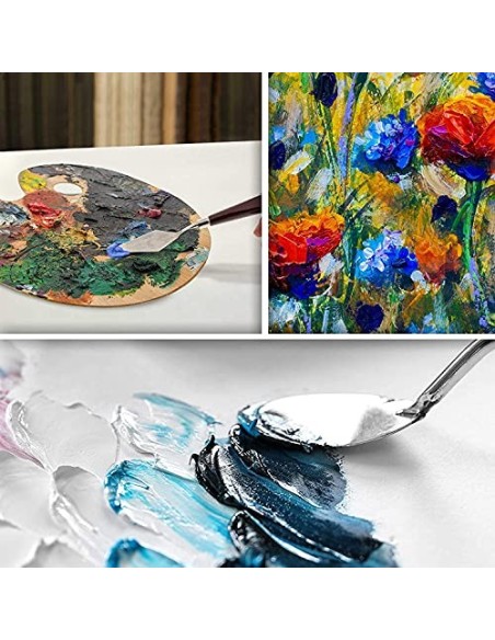 Yomiro Juego de 5 Cuchillos de Paleta para Pintura al óleo, Espátula de Artista de Acero Inoxidable, Cuchillos de Paleta para