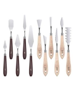 TiMOVO Juego Profesional de Cuchillos Pintados, [11PCS] Espátula de Acero Inoxidable con Asa Madera para Pintura al Acrílico 