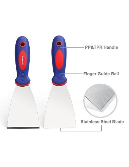 WORKRPO Juego de Espátulas de Acero Inoxidable en 4 Formas 4/7.5/10 / 15 CM de Ancho