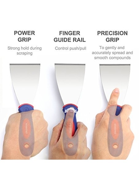 WORKRPO Juego de Espátulas de Acero Inoxidable en 4 Formas 4/7.5/10 / 15 CM de Ancho