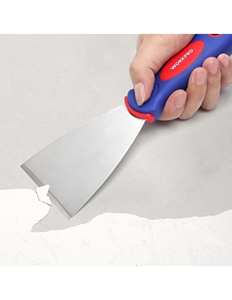 WORKRPO Juego de Espátulas de Acero Inoxidable en 4 Formas 4/7.5/10 / 15 CM de Ancho