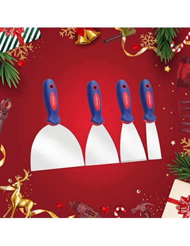 WORKRPO Juego de Espátulas de Acero Inoxidable en 4 Formas 4/7.5/10 / 15 CM de Ancho