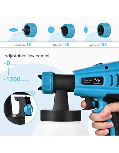 550W Pistola de Pintura Tilswall, 1300ml Gran Recipiente Desmontable, Velocidad Máx 1200ml/min, 3 Patrones de Pulverizar, 3 B