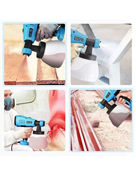550W Pistola de Pintura Tilswall, 1300ml Gran Recipiente Desmontable, Velocidad Máx 1200ml/min, 3 Patrones de Pulverizar, 3 B