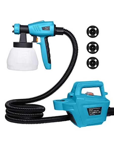 Tilswall Pistola de Pintura 800W, Gran Capacidad de 1300ml, Mejor Velocidad de 1100ml/min, de 3 Modos de Pintar con 3 Boquill
