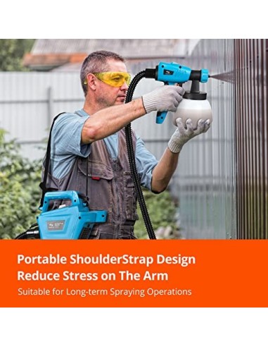 Tilswall Pistola de Pintura 800W, Gran Capacidad de 1300ml, Mejor Velocidad de 1100ml/min, de 3 Modos de Pintar con 3 Boquill