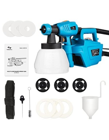 Tilswall Pistola de Pintura 800W, Gran Capacidad de 1300ml, Mejor Velocidad de 1100ml/min, de 3 Modos de Pintar con 3 Boquill