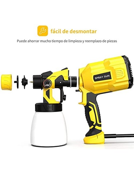 Pistola de Pintura, Pistola de Pintar 550W, Pistola Pintura Eléctrica 550ml/min, Pistola de Pulverización con 800 ml de Recip