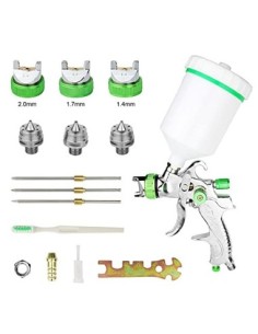 HVLP Pistola Pintura con 3 Boquillas 1,4 mm 1,7 mm 2,0 mm Sistema Profesional de Pintura Boquilla de Acero Inoxidable para Pi