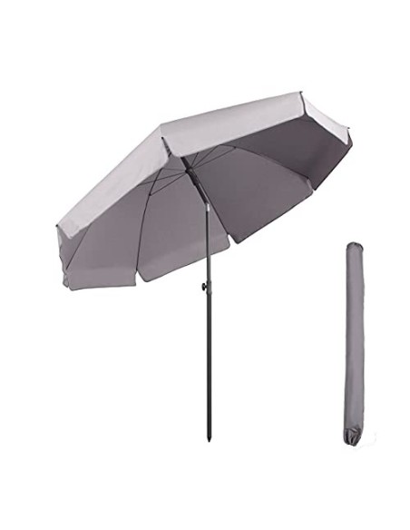 Sekey® sombrilla Parasol para terraza jardín Playa Patio diámetro 217 cm Protector Solar UV25+ Gris | Hansel Home