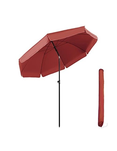 Sekey® sombrilla Parasol para terraza jardín Playa Piscina Patio diámetro 217 cm Protector Solar UV25+, Rojo