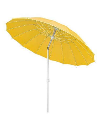 LOLAhome Parasol sombrilla Mostaza con Varillas Flexibles de Fibra de Carbono y mástil de Aluminio de Ø 250 cm