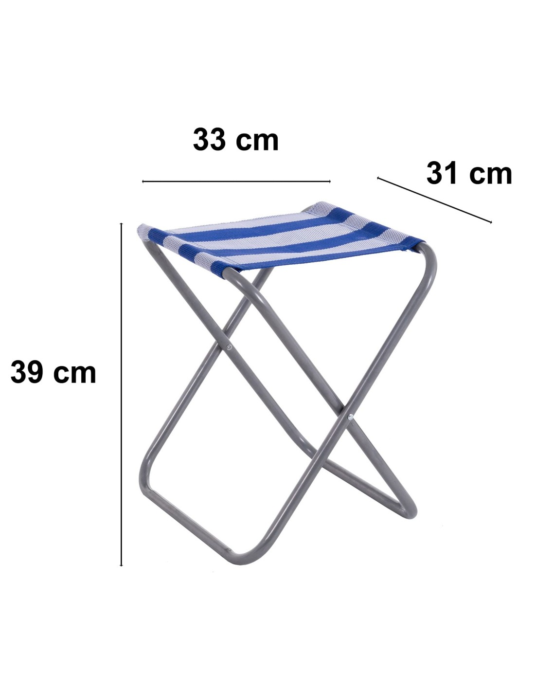 Taburetes Plegable Mini Silla Portátil de Aluminio Taburete de Playa de  Rayas Azul de Textileno de 39x31x33 cm