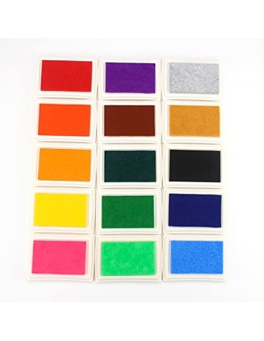 YXHZVON Almohadillas De Tinta, 15 Colores Almohadillas de Tinta para Huellas, Craft Ink Pad para Sellos Tinta Sellos Scrapboo