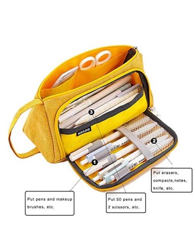 AidShunn Multifuncional Estuche de lápices de Gran Capacidad Bolsa de Lona Premium Bolsa de lápiz Organizador de papelería pa