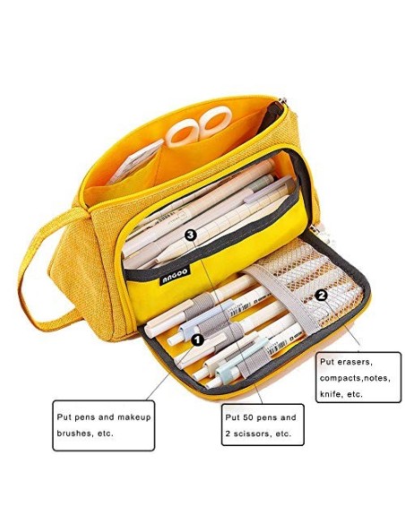 AidShunn Multifuncional Estuche de lápices de Gran Capacidad Bolsa de Lona Premium Bolsa de lápiz Organizador de papelería pa