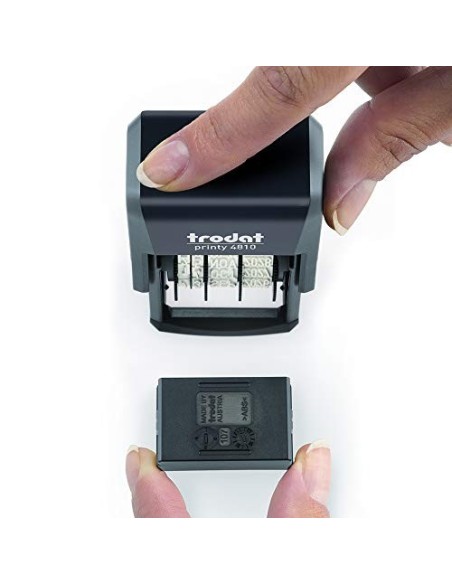 Sello Fechador Trodat Printy 4810, meses español abreviados, altura fecha 3,8 mm, entintaje automático, tinta negra