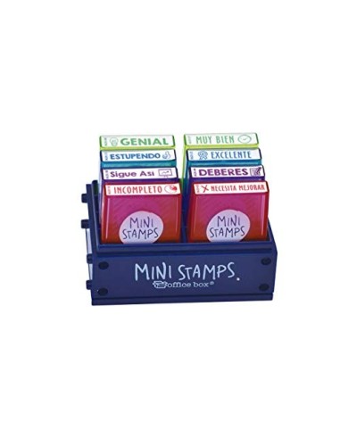 Pack 8 Sellos Profesor Mini Stamps Motivación CASTELLANO. Hasta 10.000 impresiones por mensaje + REGALO