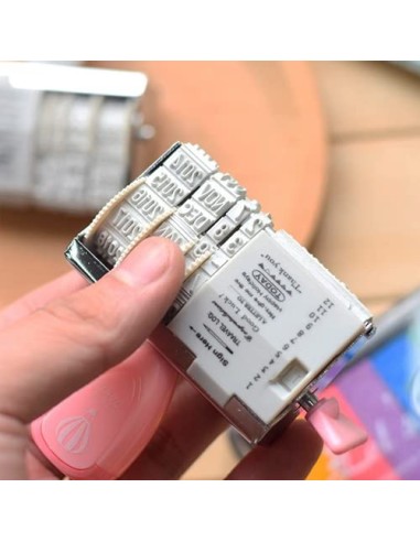 Sello fechador, Classic Fechador, Con 12 tipos de cinta de impresión y fecha personalizada, Abreviaturas de meses en inglés, 