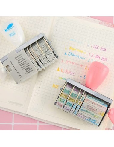 Sello fechador, Classic Fechador, Con 12 tipos de cinta de impresión y fecha personalizada, Abreviaturas de meses en inglés, 