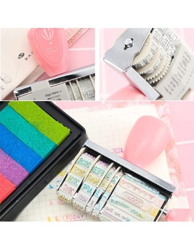 Sello fechador, Classic Fechador, Con 12 tipos de cinta de impresión y fecha personalizada, Abreviaturas de meses en inglés, 