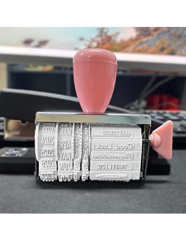 Sello fechador, Classic Fechador, Con 12 tipos de cinta de impresión y fecha personalizada, Abreviaturas de meses en inglés, 