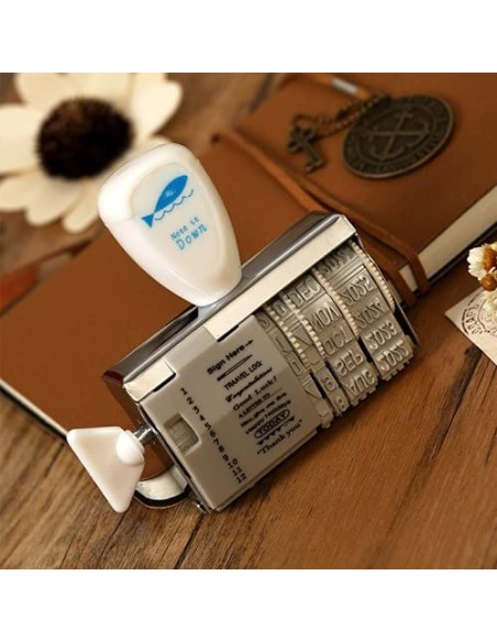 Sello fechador, Classic Fechador, Con 12 tipos de cinta de impresión y fecha personalizada, Abreviaturas de meses en inglés, 