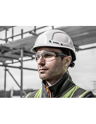 Gafas de seguridad uvex i-works - EN 166 170 - Antivaho y resistente a arañazos y químicos - Transparente / Azul