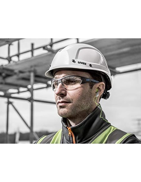 Gafas de seguridad uvex i-works - EN 166 170 - Antivaho y resistente a arañazos y químicos - Transparente / Azul