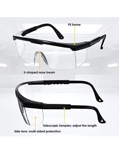 Gafas de Seguridad, Gafa de Protección, Gafas a Prueba de Polvo, Gafas Protectoras, Plegable Gafas Protectoras, para Uso Indu