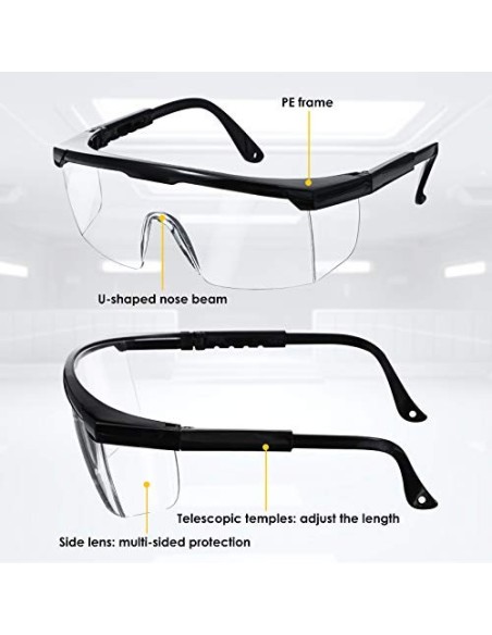 Gafas de Seguridad, Gafa de Protección, Gafas a Prueba de Polvo, Gafas Protectoras, Plegable Gafas Protectoras, para Uso Indu