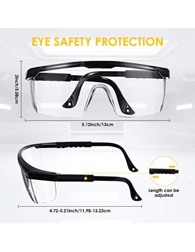 Gafas de Seguridad, Gafa de Protección, Gafas a Prueba de Polvo, Gafas Protectoras, Plegable Gafas Protectoras, para Uso Indu