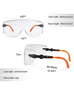 Gafas de Protección Antivaho Patillas Ajustables - Anteojos Gafas Protectoras Laboratorios con Cinta Ajustables SG009 2
