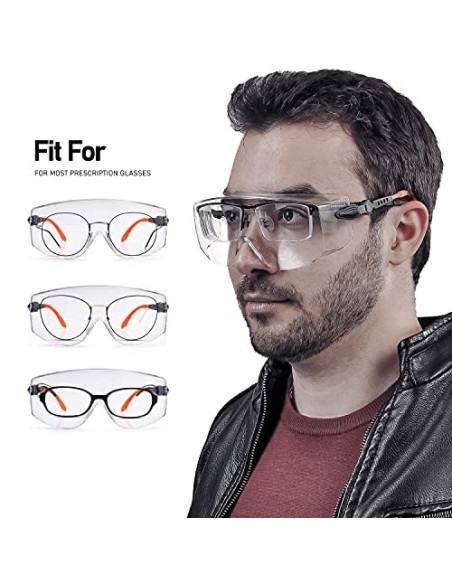 Gafas de Protección Antivaho Patillas Ajustables - Anteojos Gafas Protectoras Laboratorios con Cinta Ajustables SG009