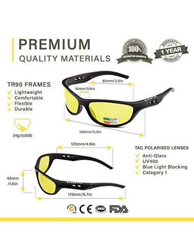 ZILLERATE GAFAS DE CONDUCCIÓN NOCTURNA para Hombre y Mujer Lentes Polarizadas que Protegen del Deslumbramiento de los Faros -