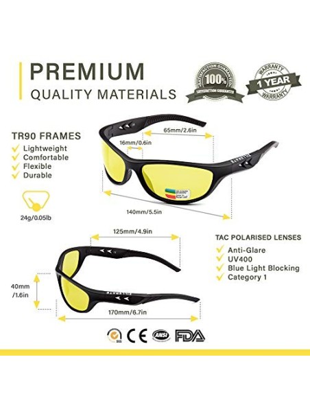 ZILLERATE GAFAS DE CONDUCCIÓN NOCTURNA para Hombre y Mujer Lentes Polarizadas que Protegen del Deslumbramiento de los Faros -