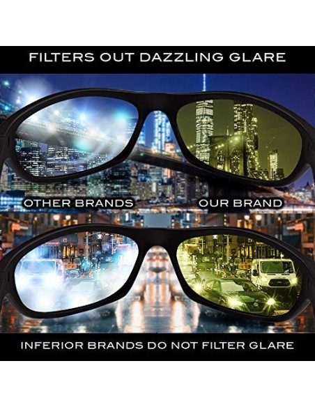 ZILLERATE GAFAS DE CONDUCCIÓN NOCTURNA para Hombre y Mujer Lentes Polarizadas que Protegen del Deslumbramiento de los Faros -