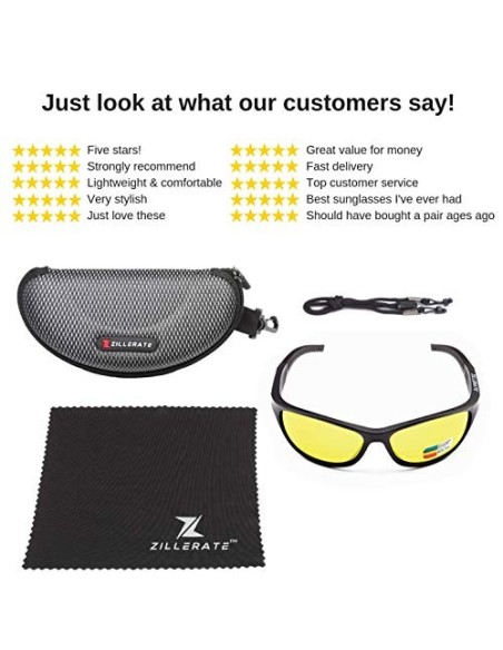 ZILLERATE GAFAS DE CONDUCCIÓN NOCTURNA para Hombre y Mujer Lentes Polarizadas que Protegen del Deslumbramiento de los Faros -