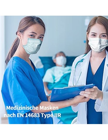 SYMTEX 100 Unidades Mascarillas Quirúrgicas Tipo IIR Certificado CE, Mascarilla médicas homologadas, 3 capas, Alta eficiencia