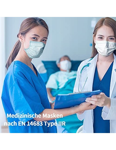 SYMTEX 100 Unidades Mascarillas Quirúrgicas Tipo IIR Certificado CE, Mascarilla médicas homologadas, 3 capas, Alta eficiencia