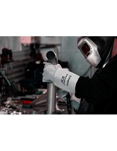 ACE SafeWeld Guantes Soldador EN 388 & 12477 - Guantes de Trabajo de Cuero - 10 L