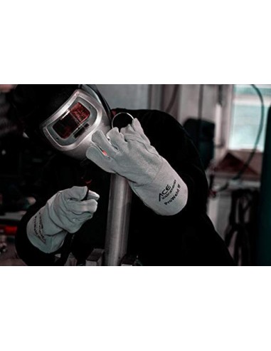 ACE SafeWeld Guantes Soldador EN 388 & 12477 - Guantes de Trabajo de Cuero - 10 L