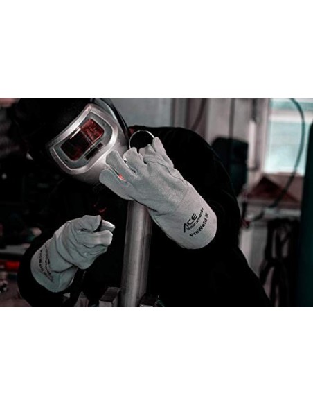 ACE SafeWeld Guantes Soldador EN 388 & 12477 - Guantes de Trabajo de Cuero - 10 L