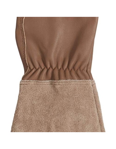 Amazon Basics — Guantes de jardinería de antebrazo de cuero marrón talla XL  1 par 