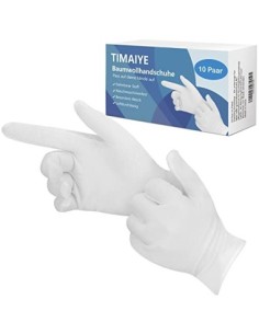 Guantes algodon, 10 pares guantes blancos algodon, suaves y elásticos, Guantes de algodón lavables a máquina, guantes algodon