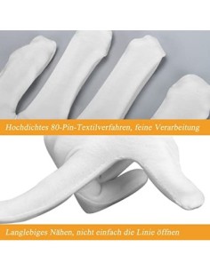 Guantes algodon, 10 pares guantes blancos algodon, suaves y elásticos, Guantes de algodón lavables a máquina, guantes algodon 2