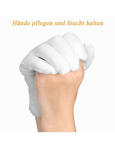Guantes algodon, 10 pares guantes blancos algodon, suaves y elásticos, Guantes de algodón lavables a máquina, guantes algodon